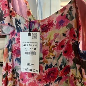 Zara Floral Midi Dress - Pink and Multicolor
